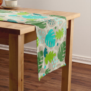Mod Monstera Leaf Abstract Hawaiian Tropical -Cool Short Table Runner