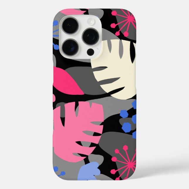 Mod Monstera Leaf Abstract Hawaiian Tropical -Grey Case-Mate iPhone Case (Back)