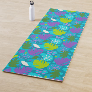 Mod Monstera Leaf Abstract Hawaiian Tropical -Teal Yoga Mat