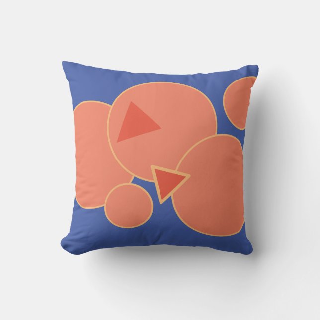 "Mod" Orange Blossom & Blue Pillowcase Accent Pill Throw Pillow (Front)