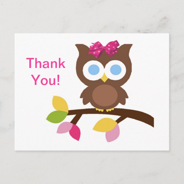 Mod Owl Design Birthday Party Invitation Favours Postcard (Front)