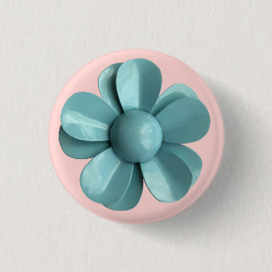 MOD Pale Blue Daisy Flower Spring Summer Wedding 1 Inch Round Button