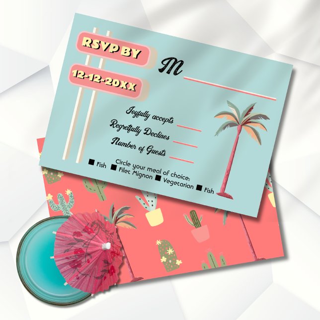 Mod Palm Springs Wedding sign rsvp cards (Creator Uploaded)