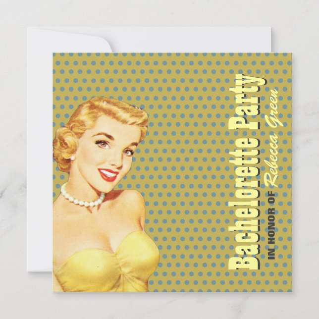 mod pattern retro pin up bachelorette party invitation (Front)