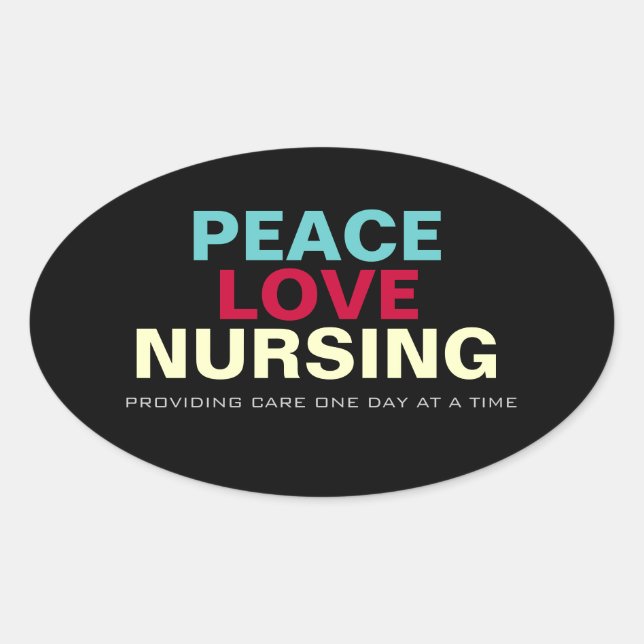 Mod Peace Love Nursing Oval Sticker (Devant)