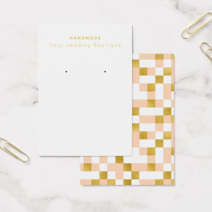 Mod Peach Gold Chequerboard Earring Display Cards