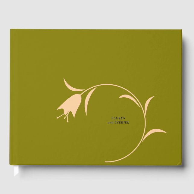 MOD PEACH & OLIVE TULIP WEDDING GUEST BOOK (Front)