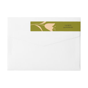 MOD PEACH & OLIVE TULIP WEDDING WRAP AROUND LABEL