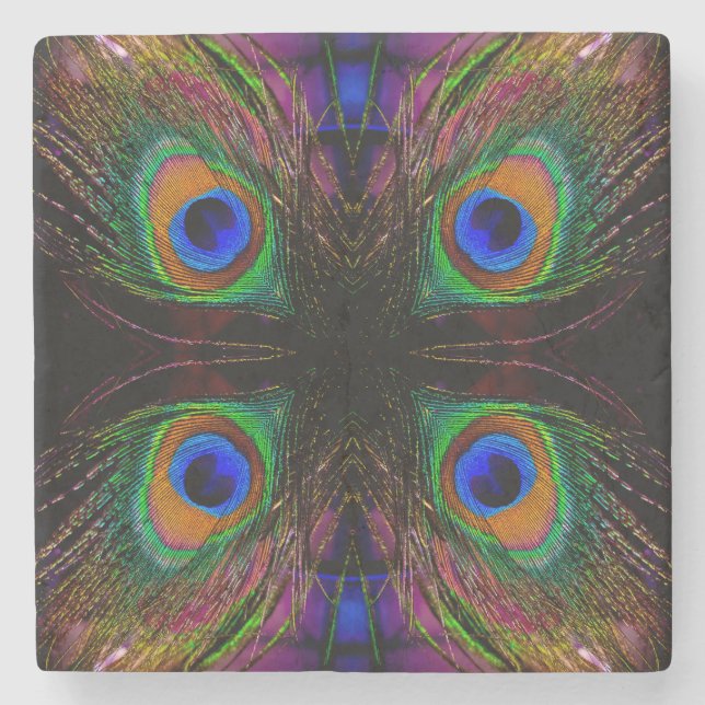 Mod Peacock Stone Coaster (Front)
