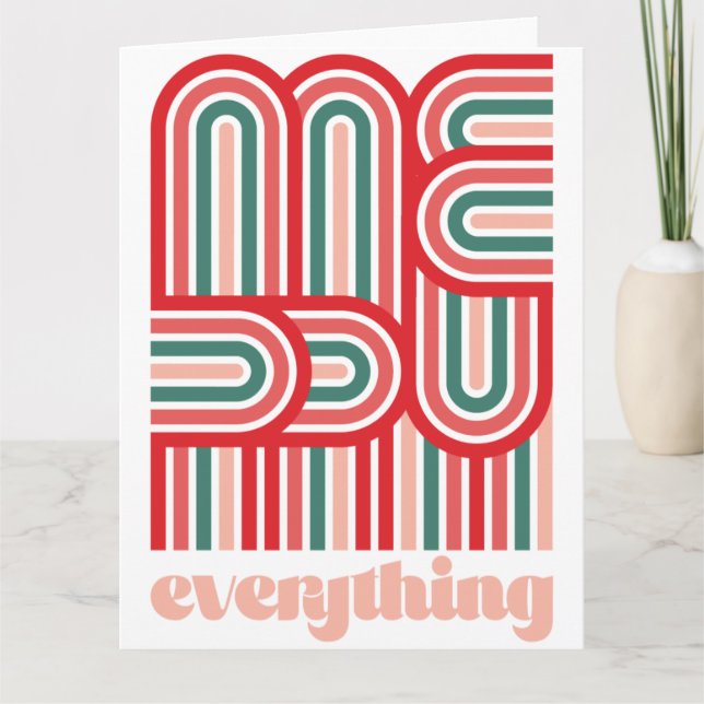 Mod Peppermint Stripe Merry Everything Card (Front)