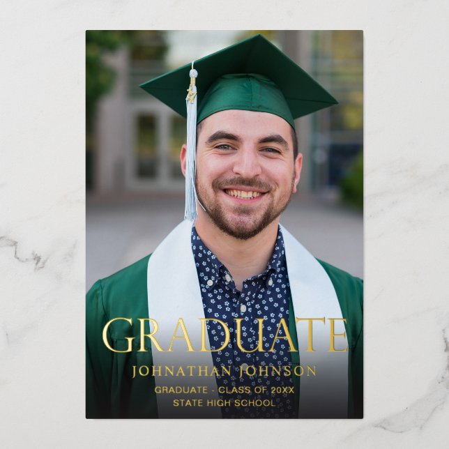 Mod Photo Graduation Foil Graduate Announcement (Front)