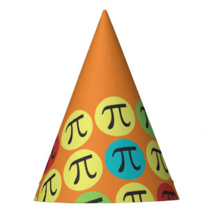 Mod Pi Symbols Orange Colourful Paper Party Hats