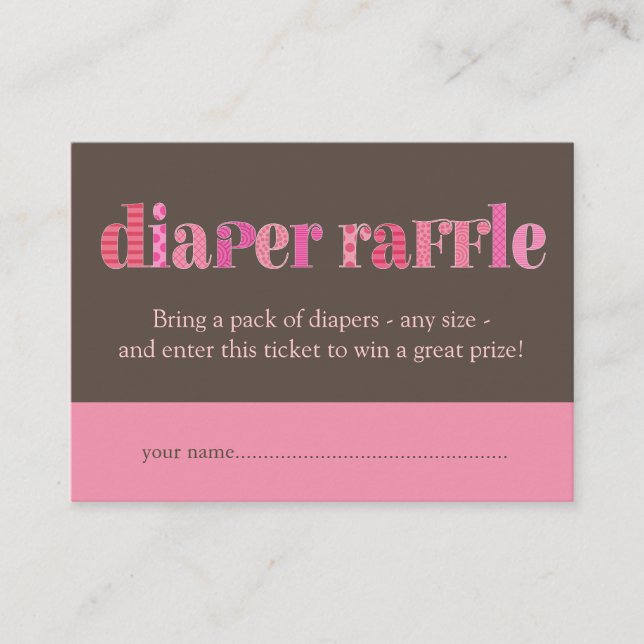 Mod Pink Baby Shower Diaper Raffle Ticket Insert (Front)