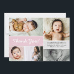 Mod Pink Custom Photo Collage Baby Girl Birth  Thank You Card<br><div class="desc">Introducing our Mod pink Custom Photo Collage Baby girl Birth Thank You Card, a personalized and heartfelt way to express gratitude to your loved ones and introduce your newborn baby girl. This card allows you to showcase beautiful photos of your baby and family, creating a cherished keepsake that captures precious...</div>