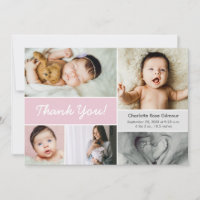 Mod Pink Custom Photo Collage Baby Girl Birth 