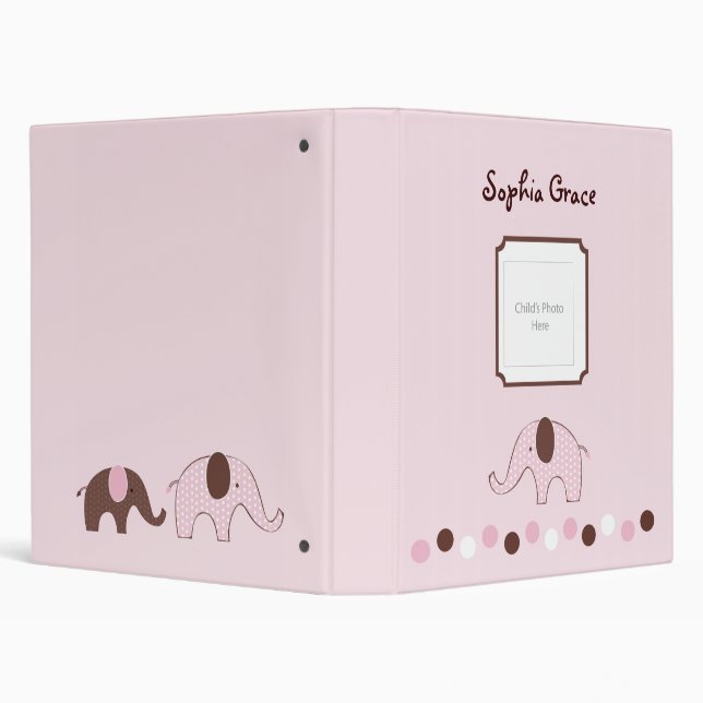 Mod Pink Elephant Baby Photo Album Binder (Background)