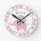 Mod Pink Elephant Personalized Nursery Wall Clock
