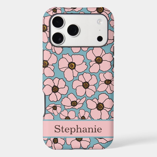 Mod Pink Floral With Personalization  (Back)