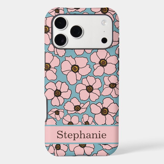 Mod Pink Floral With Personalization  (Back)