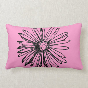 Mod Pink Green Flower Lumbar Throw Pillow