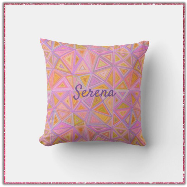Mod Pink Purple and Yellow Geometric Throw Pillow (Creator Uploaded)