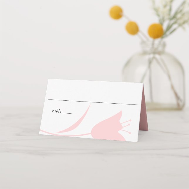 MOD PINK TULIP WEDDING PLACE CARD (Front)