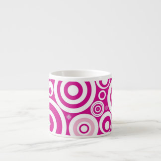 Mod Pink & White Concentric Retro Circles Espresso Cup