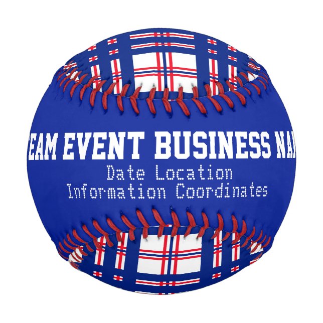 Mod Plaid Pattern Personalized Baseball (Back)