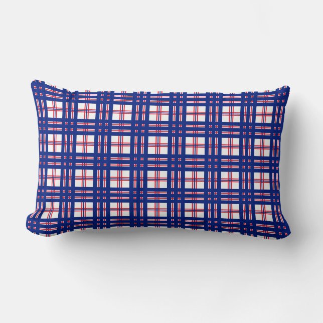 Mod Plaid Pattern Red White Blue Mods Lumbar Pillow (Front)