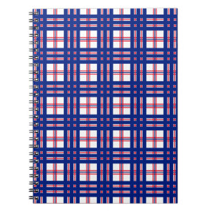 Mod Plaid Pattern Red White Blue Notebook