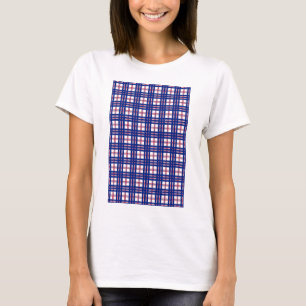 Mod Plaid Pattern Red White Blue T-Shirt