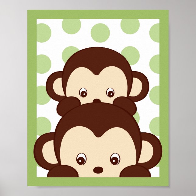 Mod Pod Pop Monkey Nursery Wall Art Print (Front)