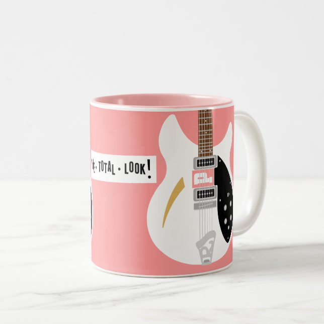 Mod Pop Art Guitar Two-Tone Coffee Mug (Front Right)