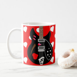 Mod Pop Art Love heart Guitar Coffee Mug