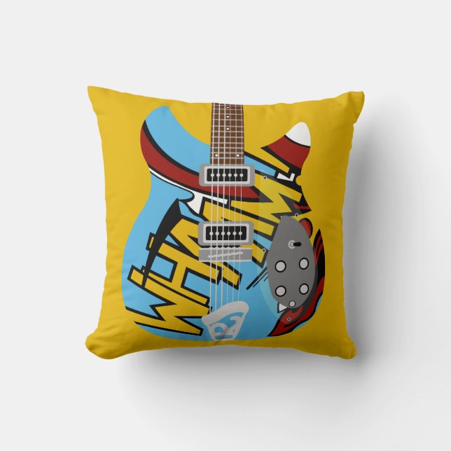 Mod Pop Art Whaam Guitar Throw Pillow (Front)