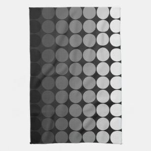 Mod pop circles in white to black kitchen towel