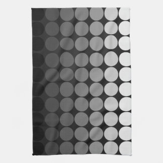 Mod pop circles in white to black kitchen towel