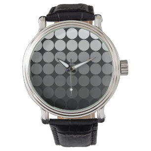 Mod Pop Dots Black Grey Gradient Circles Watch