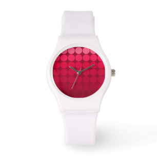 Mod Pop Dots Pink to Red Circles White Watch
