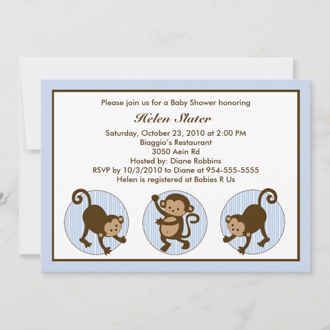 Mod Pop Monkey Baby Shower Invitation (Front)