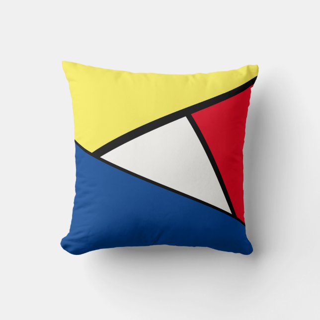 Mod Primary Red Blue Yellow Colour Block Throw Pillow (Front)