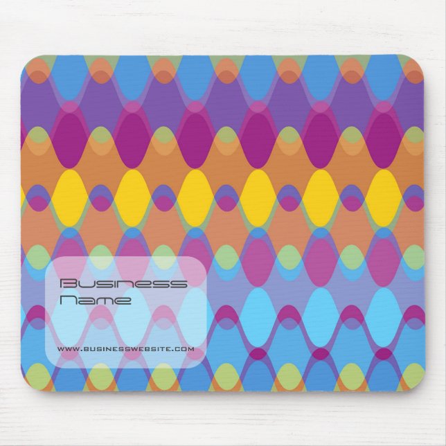 Mod Purple Blue Zig Zag Waves Pattern Abstract Art Mouse Pad (Front)