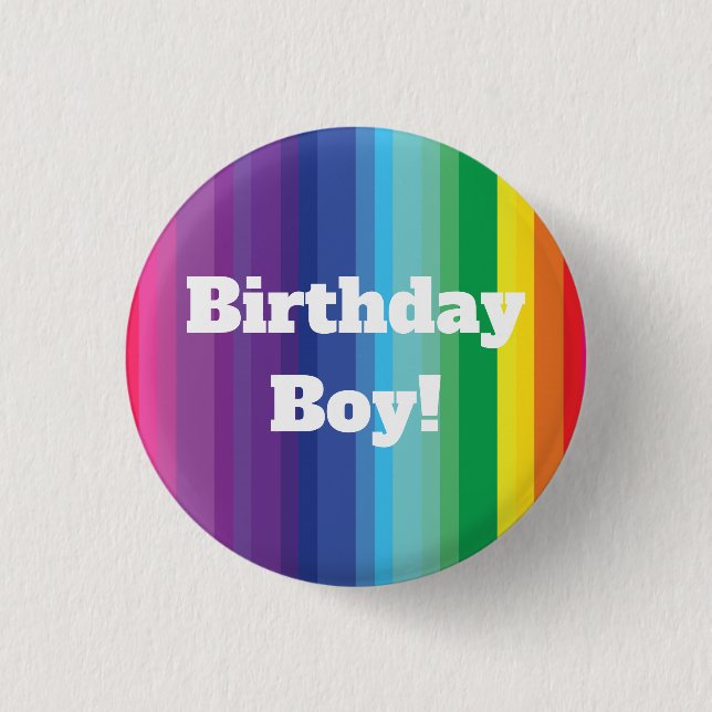 Mod Rainbow Colourful 1st Birthday Party 1 Inch Round Button (Front)