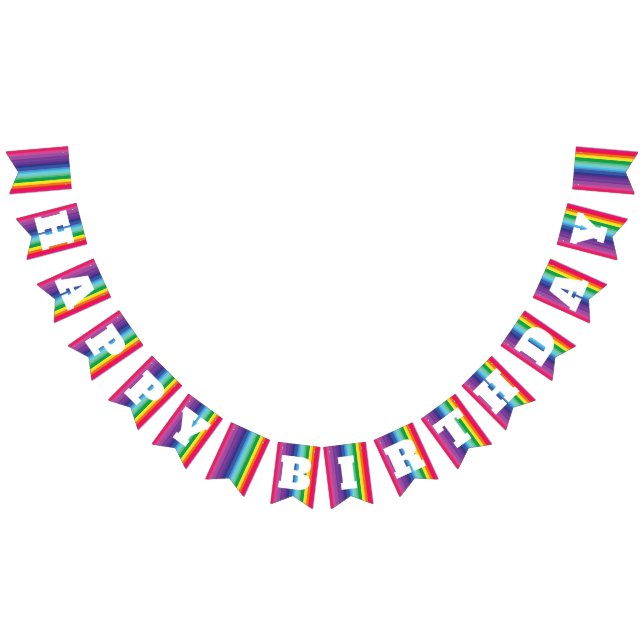 Mod Rainbow Colourful 1st Birthday Party Bunting Flags (All)