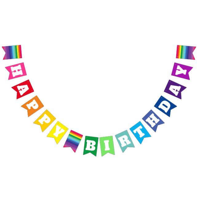 Mod Rainbow Colourful 1st Birthday Party Bunting Flags (All)