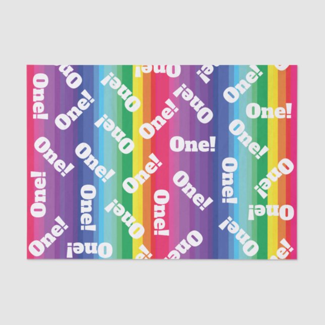 Mod Rainbow Colourful 1st Birthday Party Tissue Paper (Front)