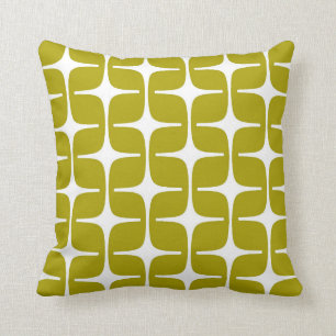 Mod Rectangle Pattern Chartreuse Green White Throw Pillow