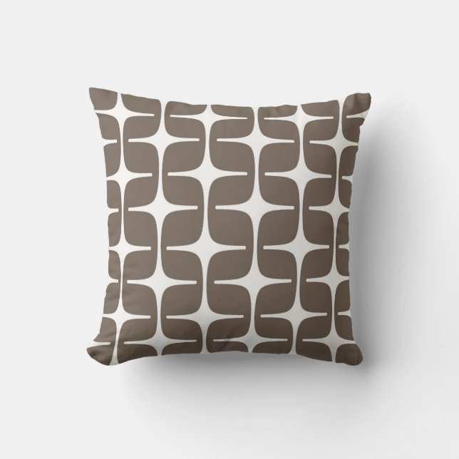Mod Rectangles Pattern in Taupe and White Throw Pillow (Front)