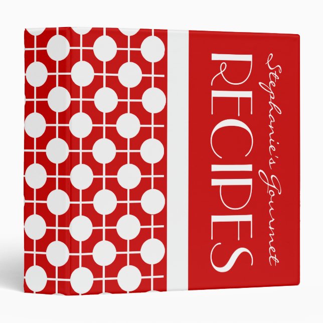 Mod Red and White Polka Dot Recipe Binder (Front/Spine)