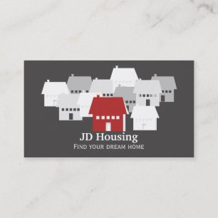 Mod Red Grey Classy Cartes d'affaires immobilières